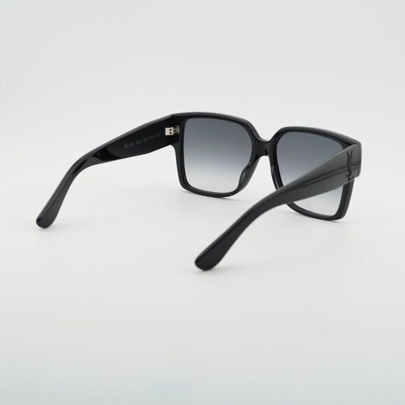 Saint Laurent SL M9 002 Sunglasses Shiny Black Square Frame, Grey Lenses main image 6